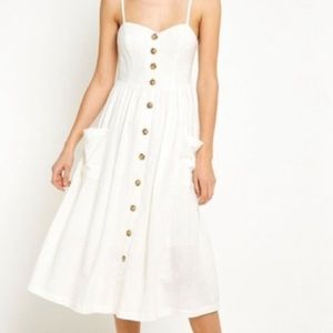 Urban Outfitters Emilia Linen Button-Down Midi Dress - XS